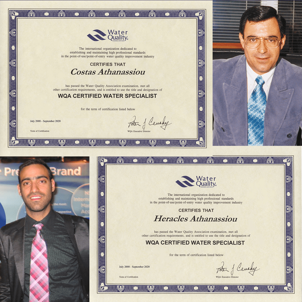 WQA CERTIFIED WATER SPECIALIST Κώστας Αθανασίου και Ηρακλής Αθανασίου